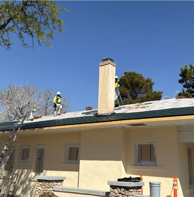 asphalt shingle roof abeing installed by roofers in fabens, tx
