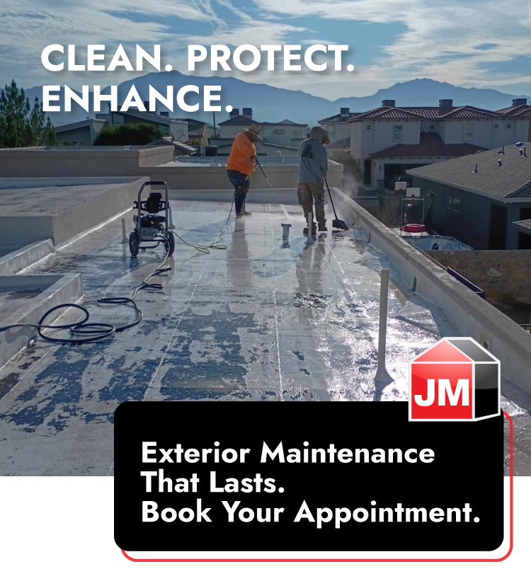pressure washing on a flat roof in el paso, tx