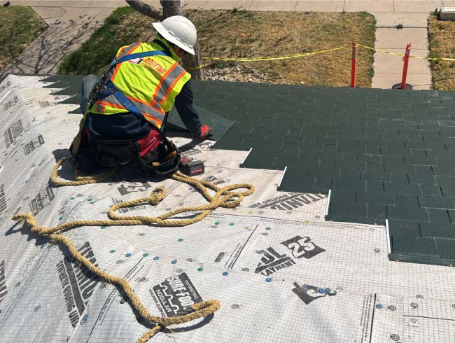 roofer in texas installing a new roof in el paso, tx