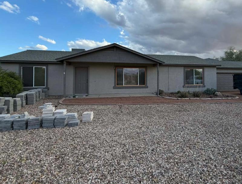 Single-story stucco home with new roof and stucco repair completed in El Paso, TX